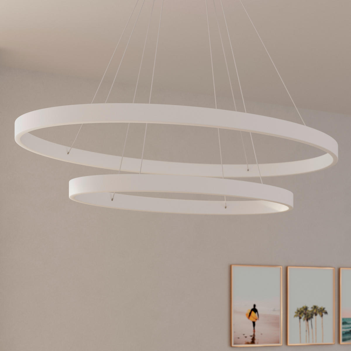 LED-HÄNGELEUCHTE Zoe 100/150 cm  - Weiß, Design, Kunststoff/Metall (100/150cm) - Novel