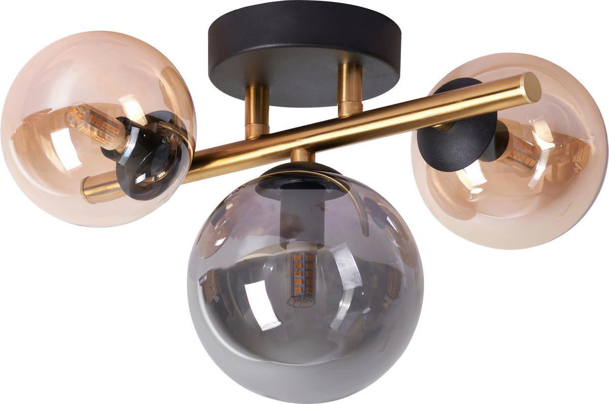 LED-WANDLEUCHTE 28/21/19 cm   - Goldfarben/Bernsteinfarben, LIFESTYLE, Glas/Metall (28/21/19cm) - Dieter Knoll