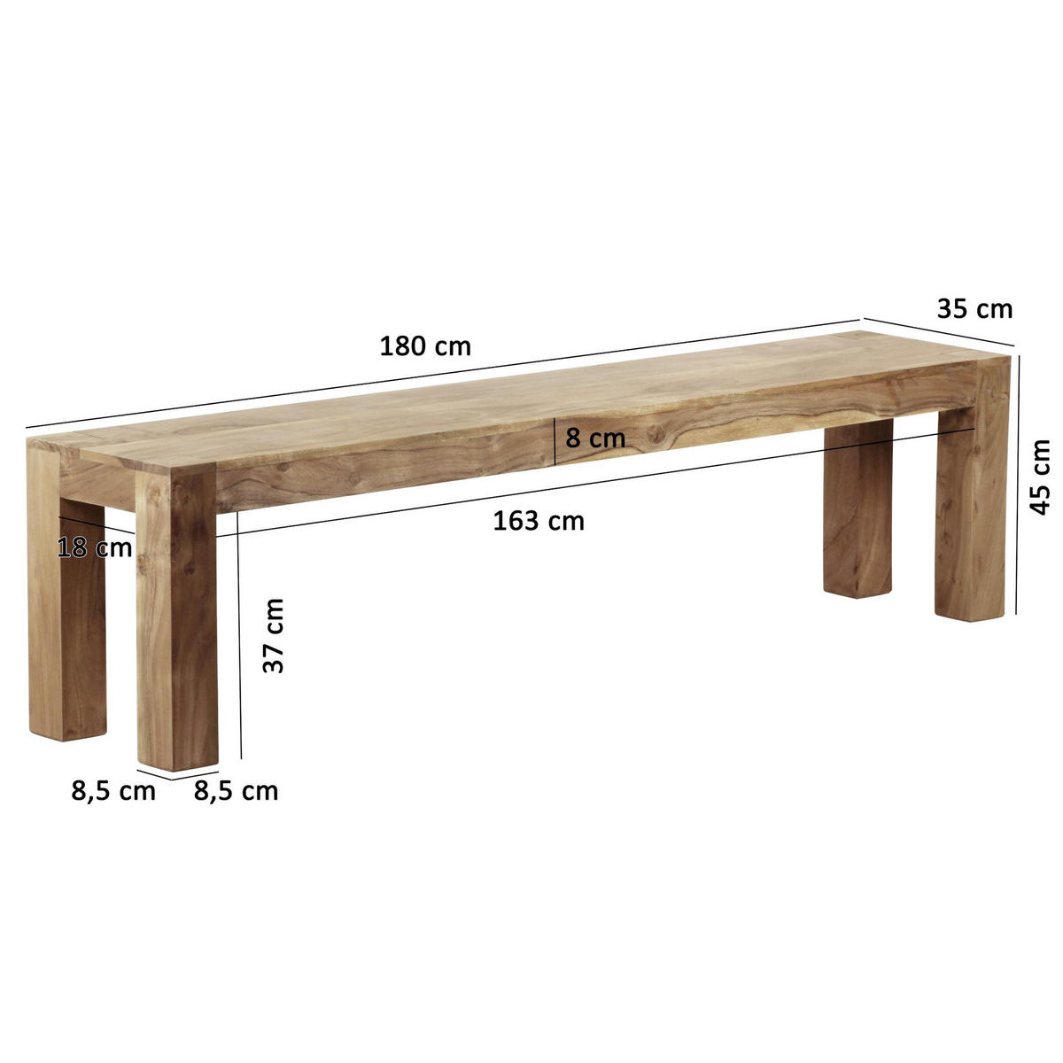 LAVICA, akácia, farba akácie - farba akácie, Modern, drevo (180/45/35cm) - MID.YOU