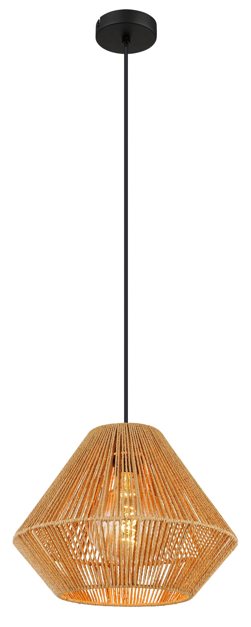 HÄNGLAMPA HOUDINI 35/120 cm  - svart/naturfärgad, Natur, metall/plast (35/120cm) - Globo
