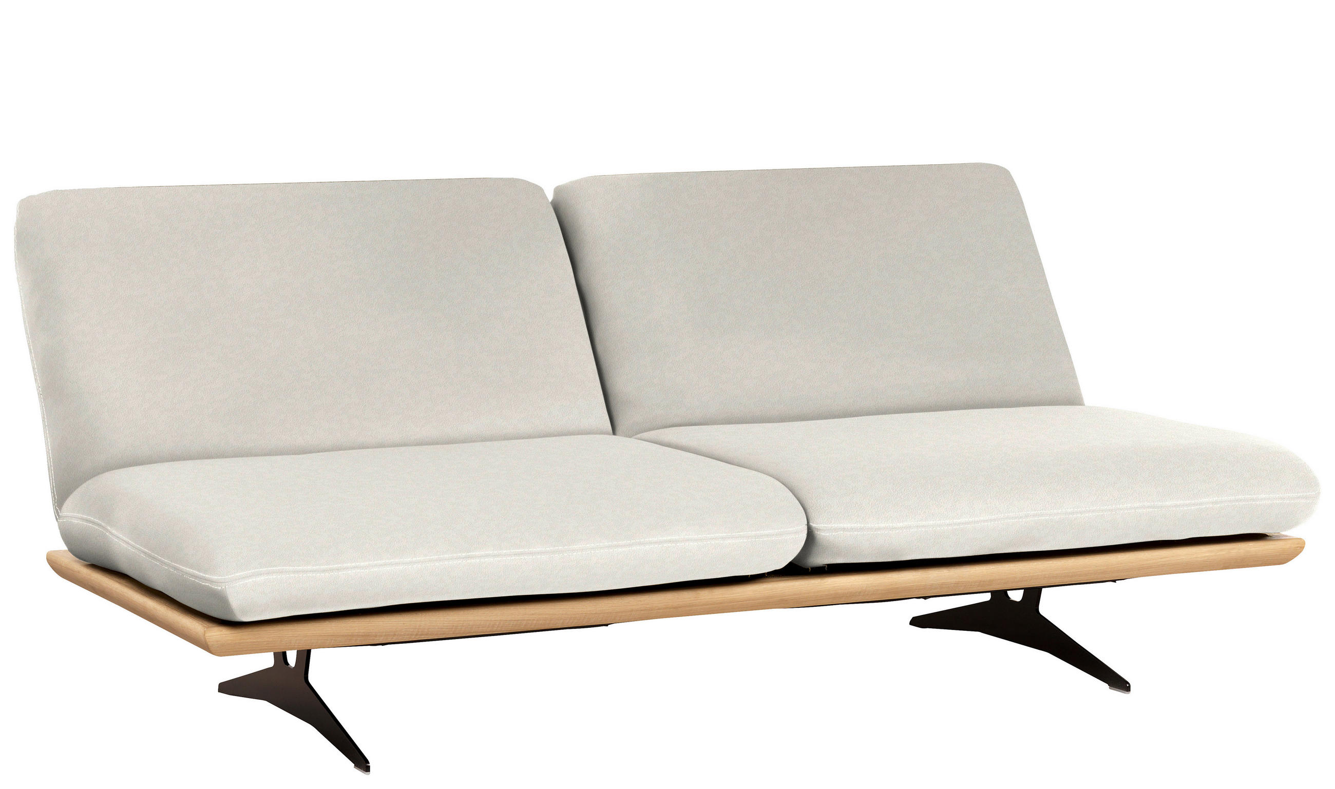 SCHLAFSOFA Weiß Echtleder  - Beige/Schwarz, Design, Leder/Holz (204/92/90cm) - Dieter Knoll