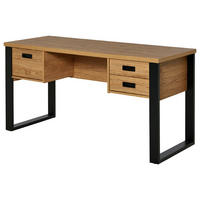 SCHREIBTISCH 150/59/76 cm  in Schwarz, Eichefarben  - Eichefarben/Schwarz, MODERN, Holzwerkstoff/Metall (150/59/76cm) - Livetastic