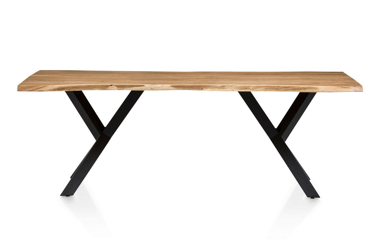 ESSTISCH in Holz 220/110/76,5 cm  - Schwarz/Naturfarben, MODERN, Holz/Metall (220/110/76,5cm) - Livetastic
