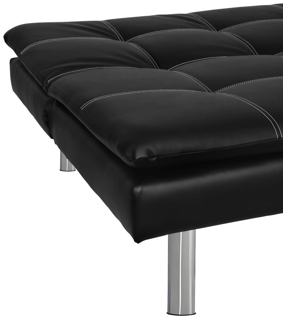 SCHLAFSOFA Lederlook Schwarz  - Silberfarben/Schwarz, Design, Textil/Metall (180/78/93cm) - P & B