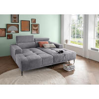 ECKSOFA in Chenille Dunkelgrau  - Dunkelgrau/Schwarz, Konventionell, Textil/Metall (200/188cm) - Livetastic