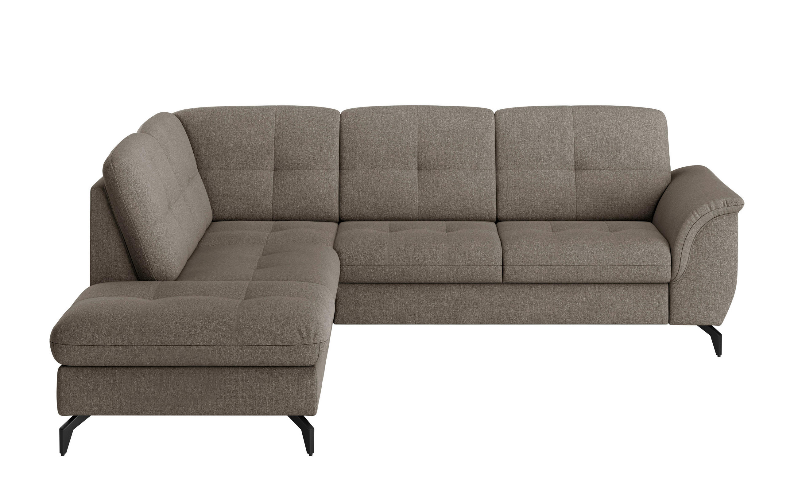 ECKSOFA in Flachgewebe Schlammfarben  212/244 cm  - Schlammfarben/Schwarz, MODERN, Textil/Metall (212/244cm) - Sit & More