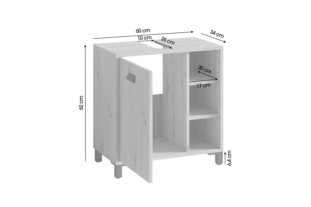 BADEZIMMER  in 114 cm  - Schwarz/Eiche Artisan, MODERN, Holzwerkstoff/Kunststoff (114cm) - MID.YOU