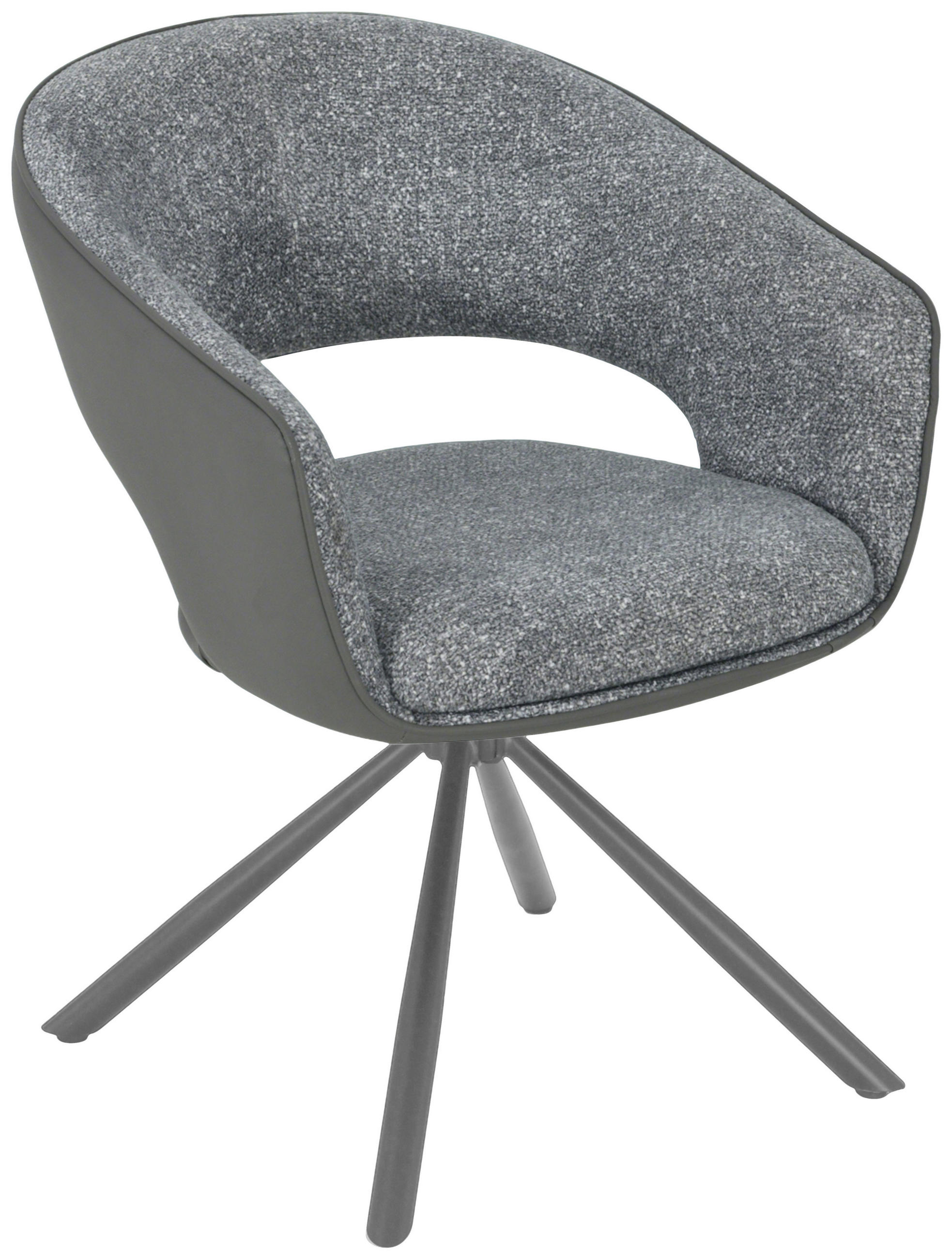 ARMLEHNSTUHL  in Eisen Lederlook, Leinenoptik  - Dunkelgrau/Grau, LIFESTYLE, Holz/Textil (58/83/62cm) - Livetastic