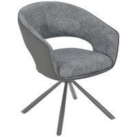 ARMLEHNSTUHL  in Eisen Lederlook, Leinenoptik  - Dunkelgrau/Grau, LIFESTYLE, Holz/Textil (58/83/62cm) - Livetastic