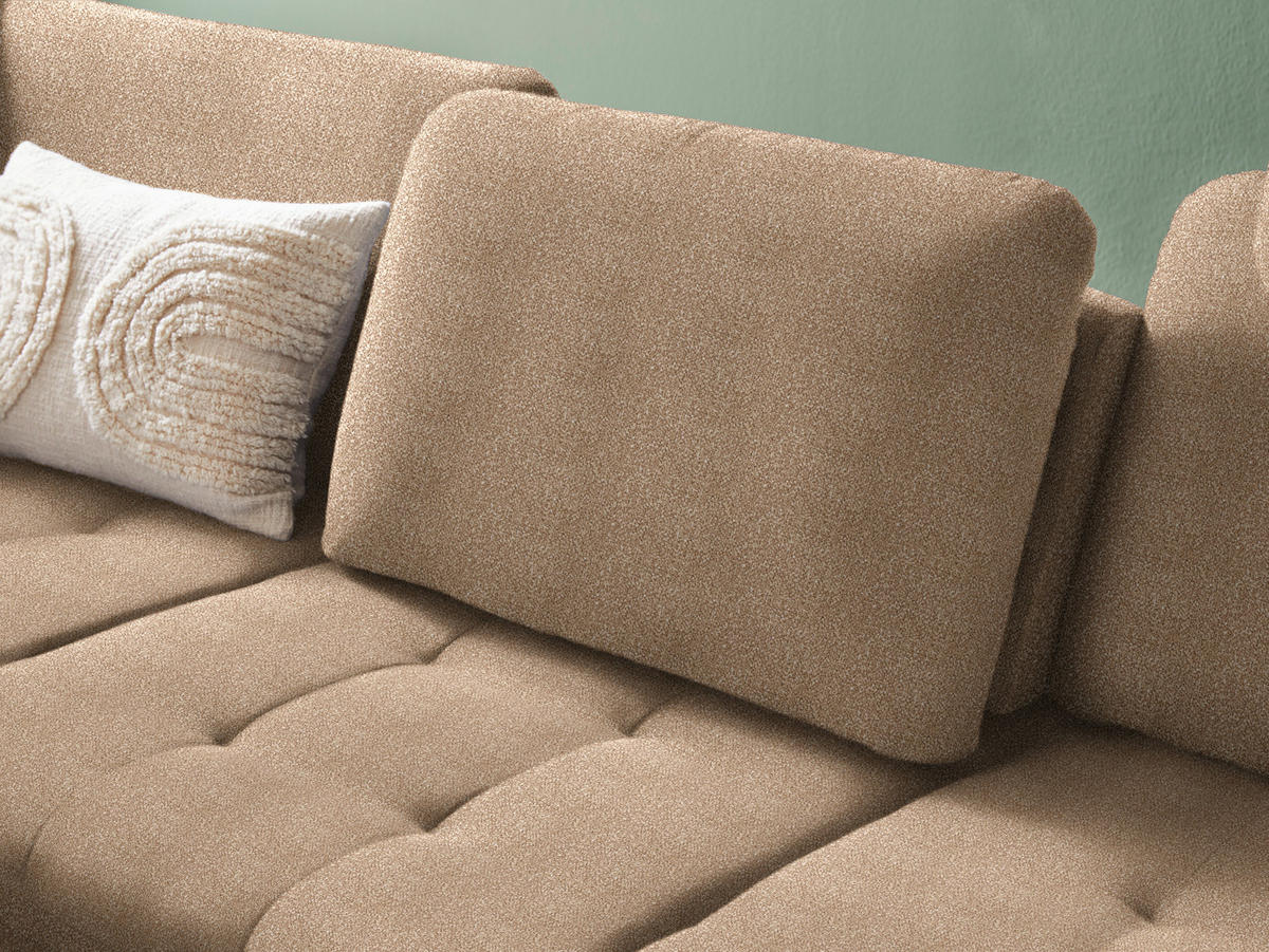 ECKSOFA in Bouclé Hellbraun  - Hellbraun/Schwarz, Natur, Textil/Metall (233/288cm) - Valnatura