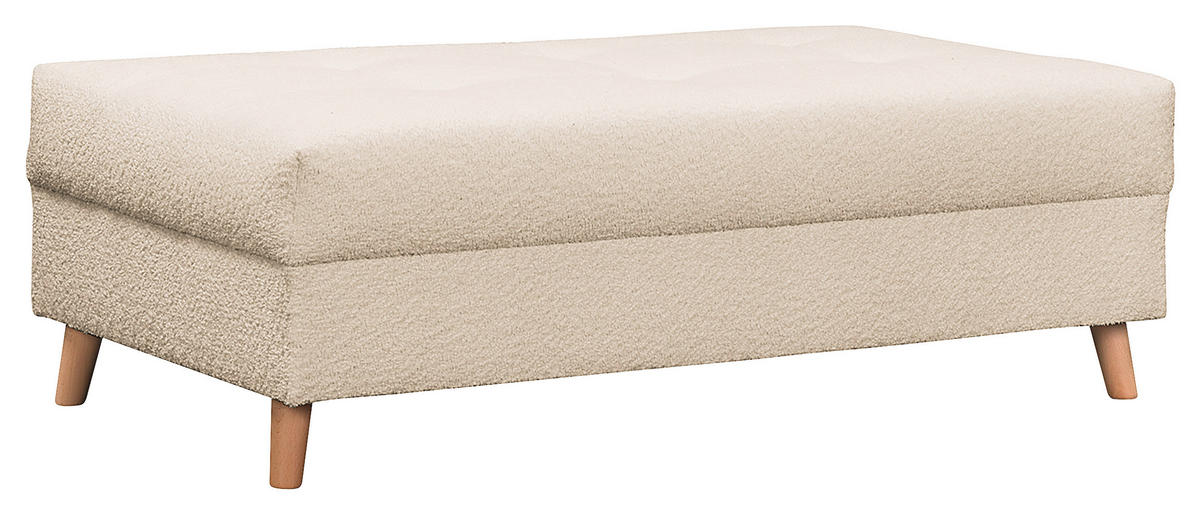 ECKSOFA inkl. Hocker Ariella Weiß Bouclé  - Naturfarben/Weiß, Design, Holz/Textil (231/161cm) - Livetastic