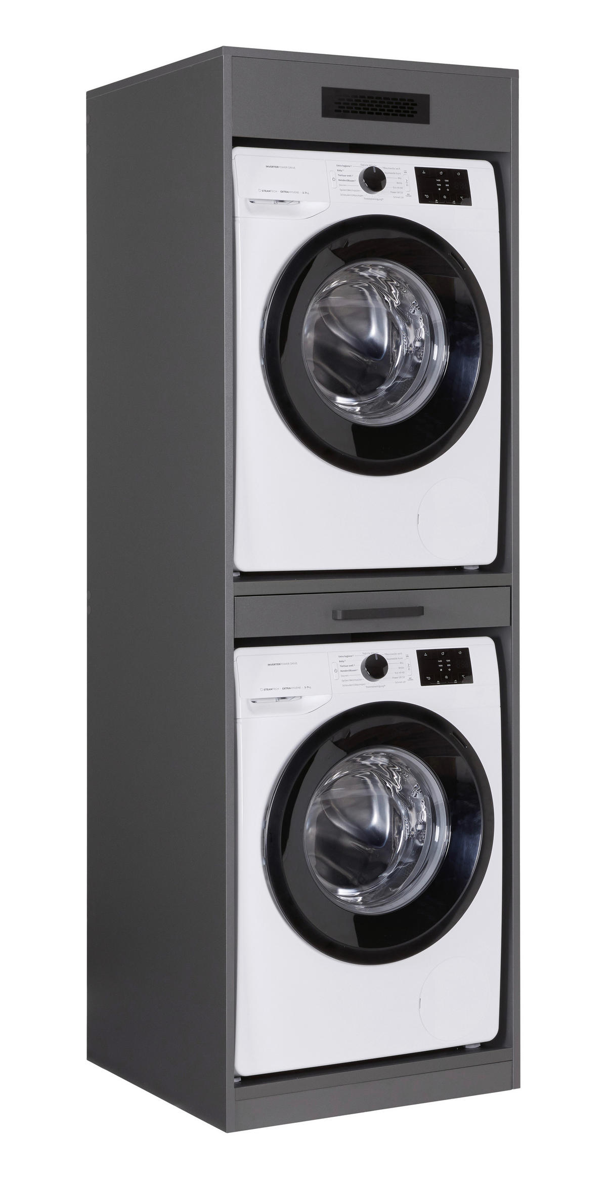 WASCHMASCHINENSCHRANK 67/208/68 cm  in Anthrazit  - Anthrazit/Schwarz, MODERN, Holzwerkstoff/Metall (67/208/68cm) - home24