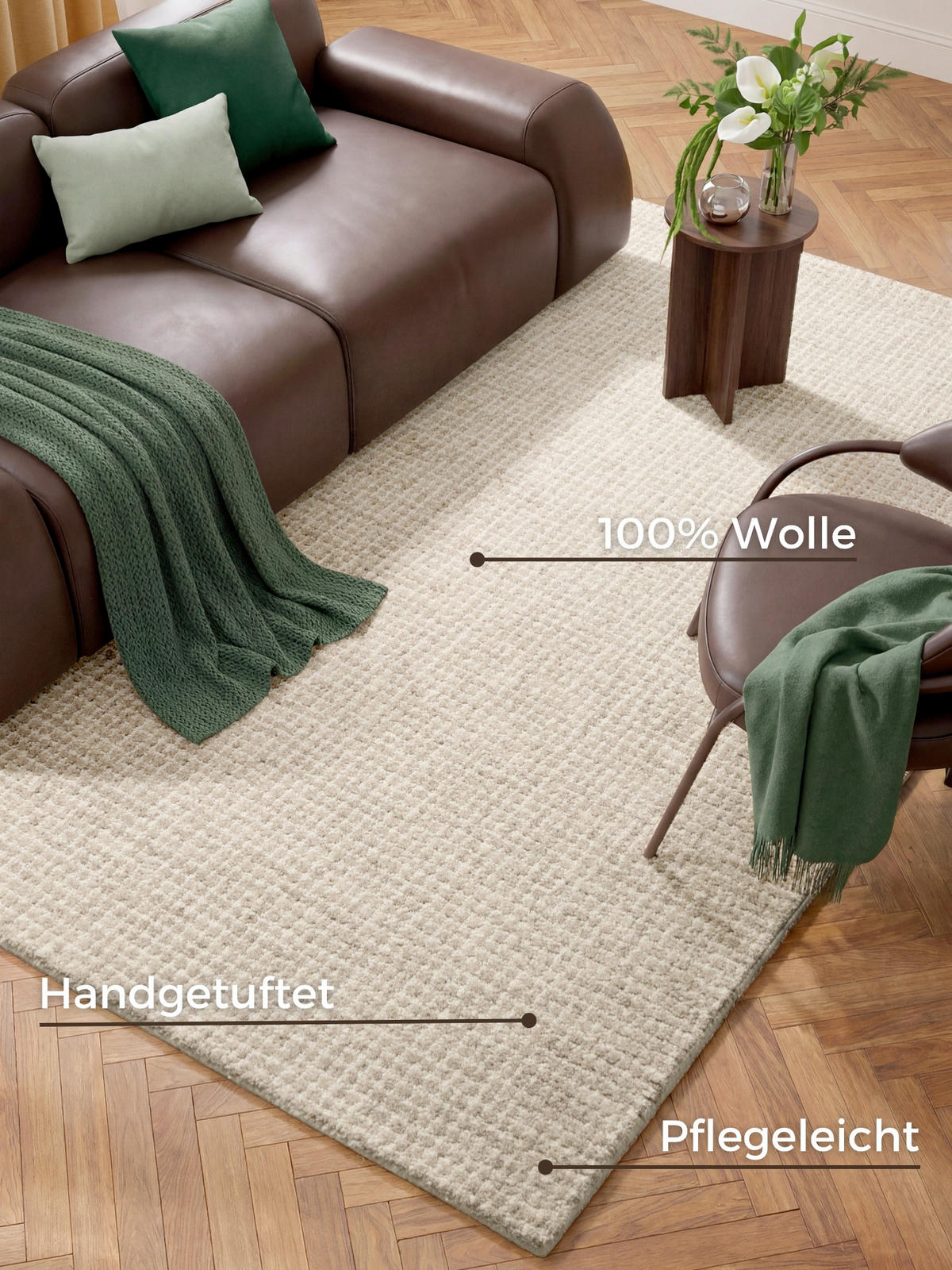 WOLLTEPPICH Wohnzimmer 120/170 cm Eloise Creme, Grau rechteckig  - Creme/Grau, Basics, Textil (120/170cm) - Hanse Home
