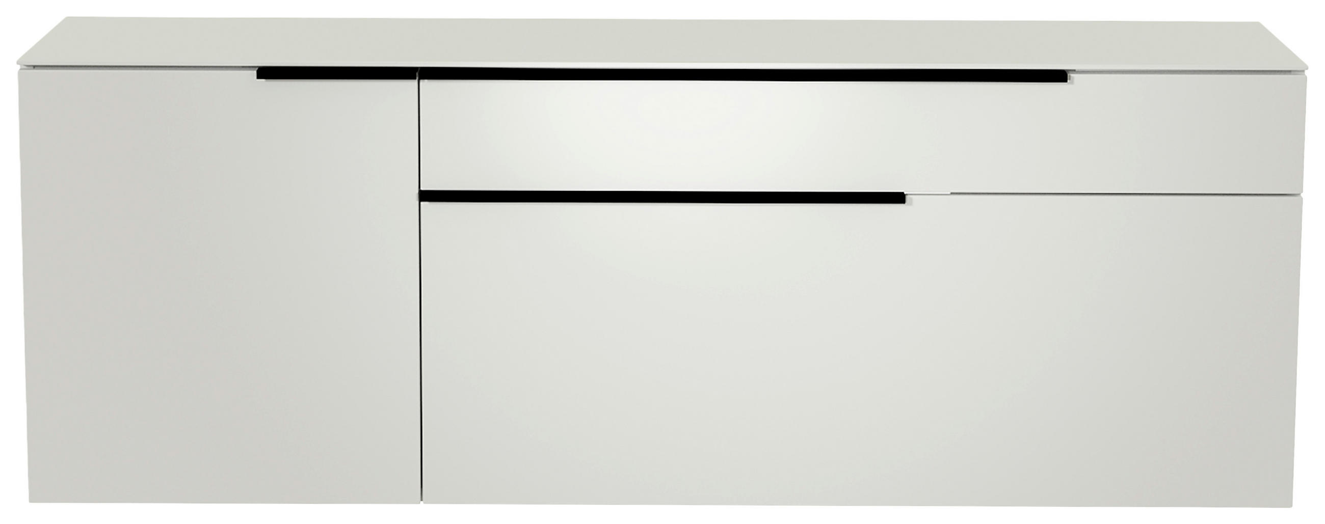 LOWBOARD  in 160/56/45 cm  - Schwarz/Weiß, Design, Glas/Holzwerkstoff (160/56/45cm) - Moderano