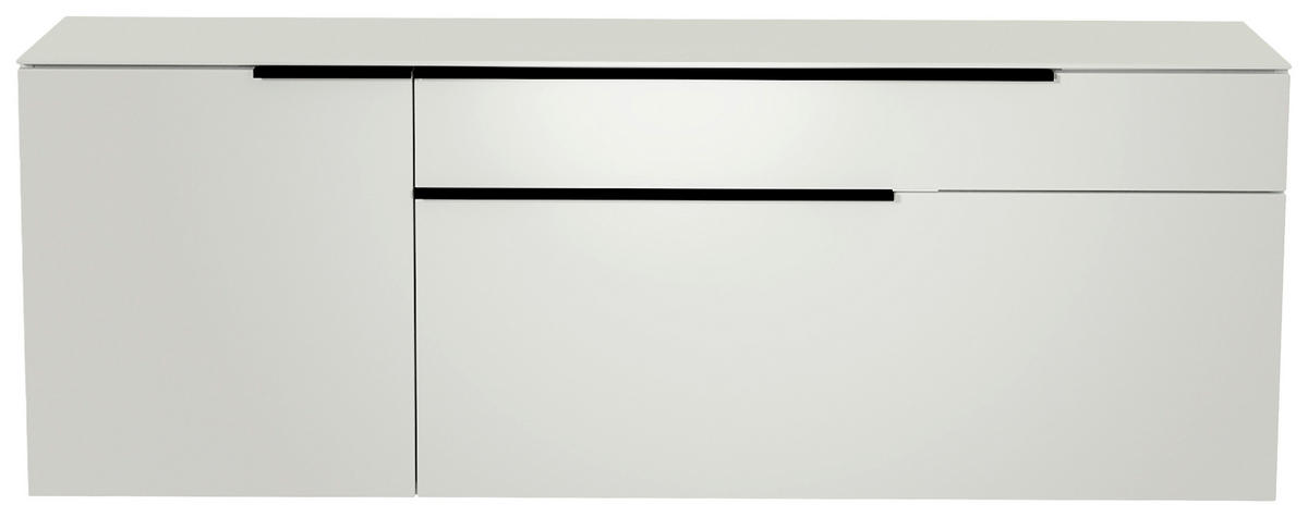 LOWBOARD  in 160/56/45 cm  - Weiss/Schwarz, Design, Glas/Holzwerkstoff (160/56/45cm) - Moderano