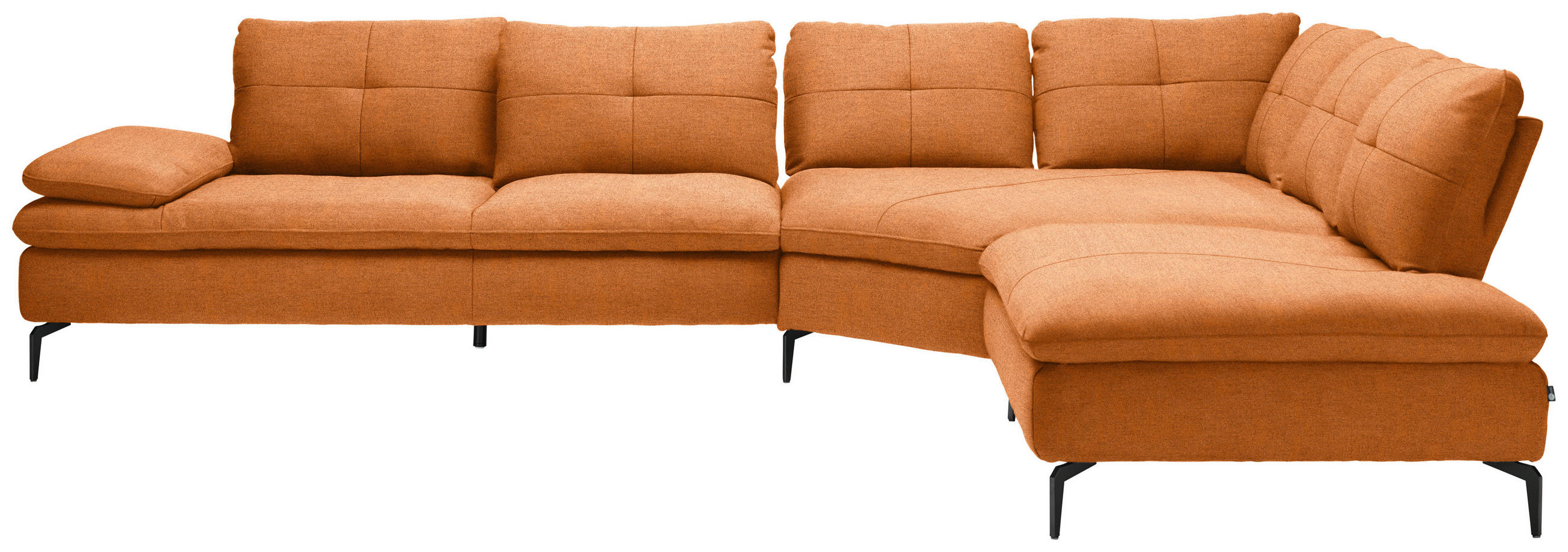 ECKSOFA in Flachgewebe Orange, Rostfarben  - Rostfarben/Schwarz, Design, Textil/Metall (344/271cm) - Chilliano