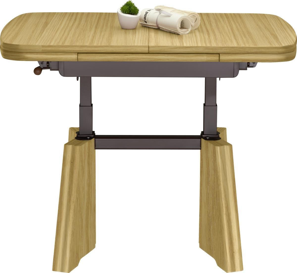 COUCHTISCH in Metall, Holzwerkstoff 90-131/65/56-75 cm  - Eichefarben, KONVENTIONELL, Holzwerkstoff/Metall (90-131/65/56-75cm) - Venda