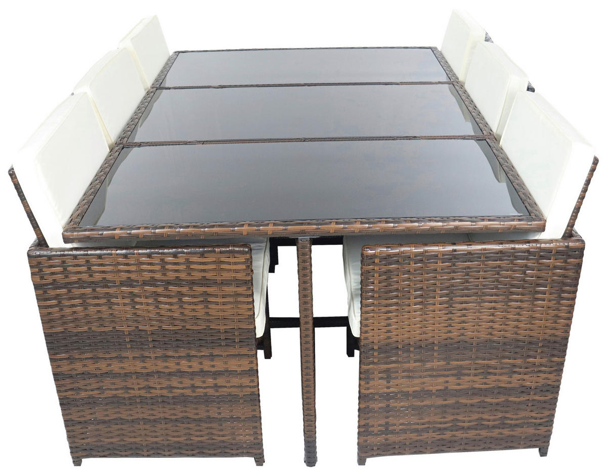 GARTENTISCHGRUPPE   - Creme/Braun, Modern, Glas/Kunststoff - Ambia Garden