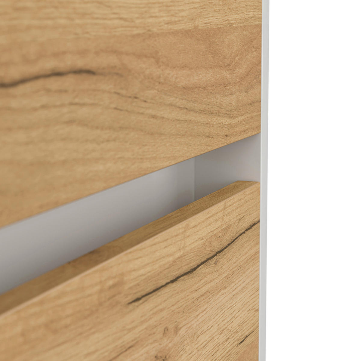 NACHTTISCH 51,2/65/42 cm  in Weiß, Eichefarben  - Eichefarben/Schwarz, Basics, Holzwerkstoff/Metall (51,2/65/42cm) - MID.YOU