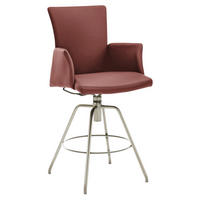 BARHOCKER Echtleder Rot Lederauswahl, Stoffauswahl, Typenauswahl, automatische Rückholfunktion  - Rot, Design, Leder/Metall (56/107/58cm) - Musterring