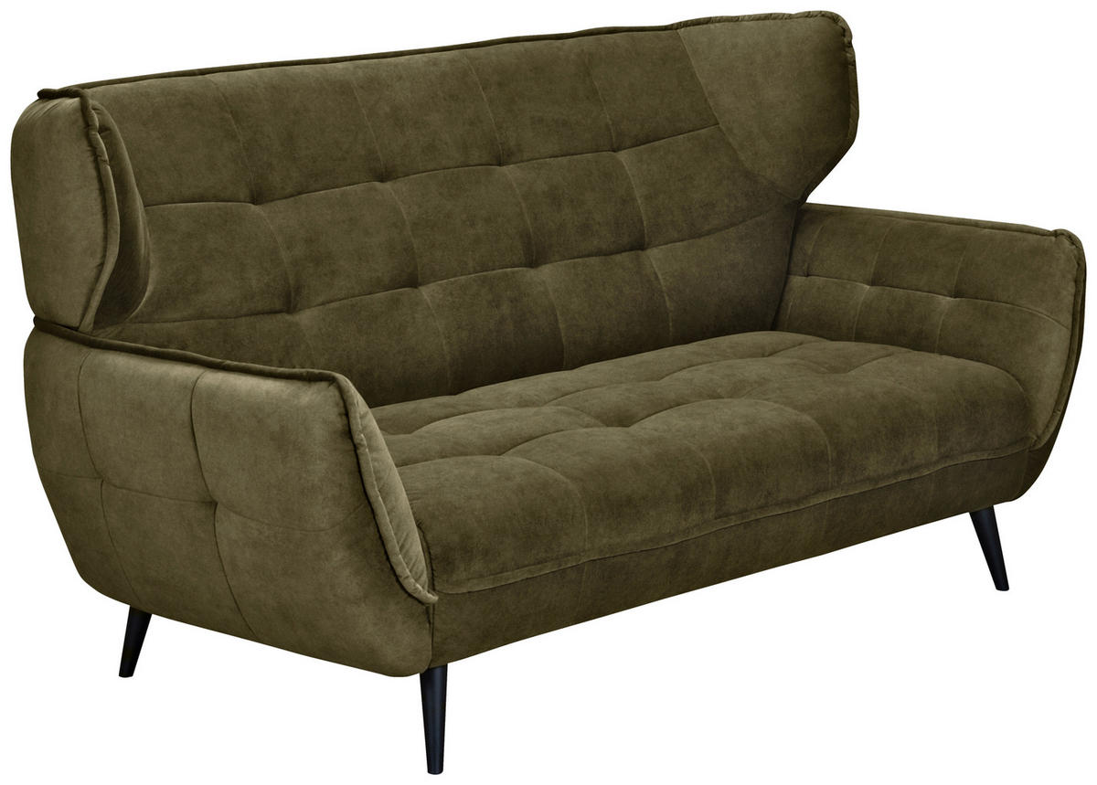 2-SITZER-SOFA in Mikrofaser Olivgrün  - Schwarz/Olivgrün, Modern, Textil/Metall (191/105/98cm) - MID.YOU
