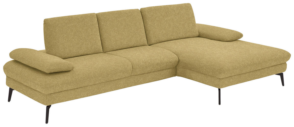 ECKSOFA in Chenille, Mikrofaser Hellgrün  - Schwarz/Hellgrün, Design, Textil/Metall (299/157cm) - Dieter Knoll