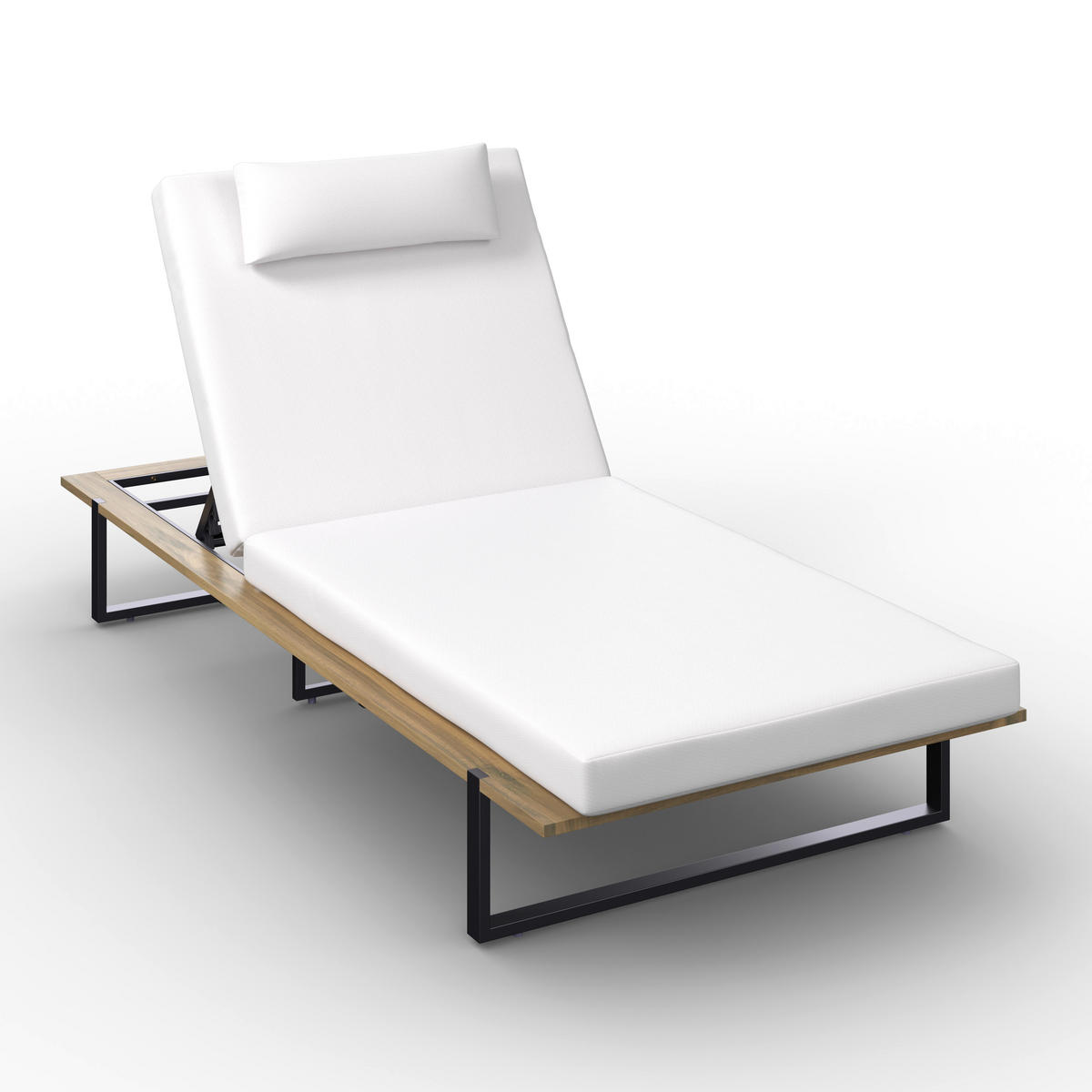 BAŠTENSKA LEŽALJKA  krem, crna, boja akacije   - boja akacije/crna, Moderno, drvo/metal (220/90/95cm) - Bessagi Garden