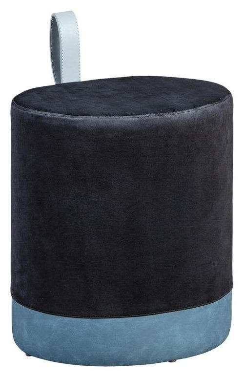 Hocker in Kunststoff, Textil, Holzwerkstoff Blau, Schwarz