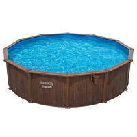 POOL SET 56384 488/132 cm  - Dunkelbraun/Hellblau, KONVENTIONELL, Kunststoff/Metall (488/132cm) - Bestway