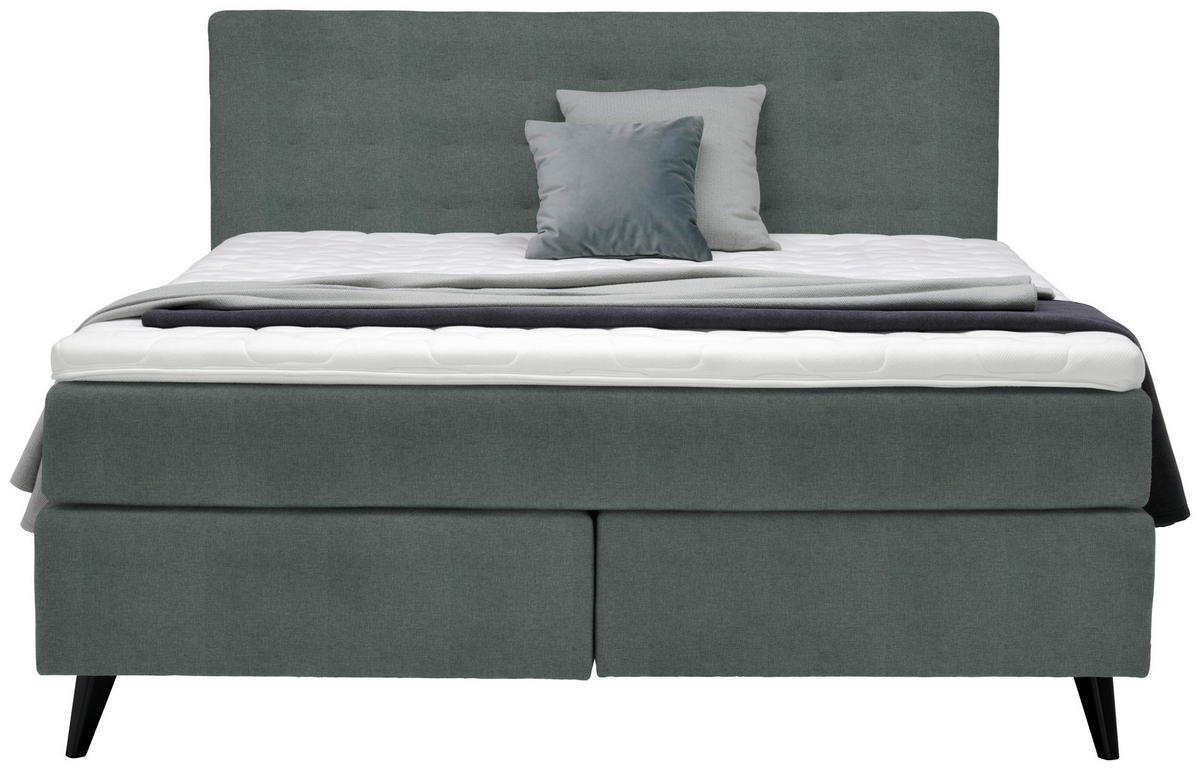 BOXSPRINGBETT 160/200 cm  in Grün  - Schwarz/Grün, Konventionell, Holz/Textil (160/200cm) - Voleo