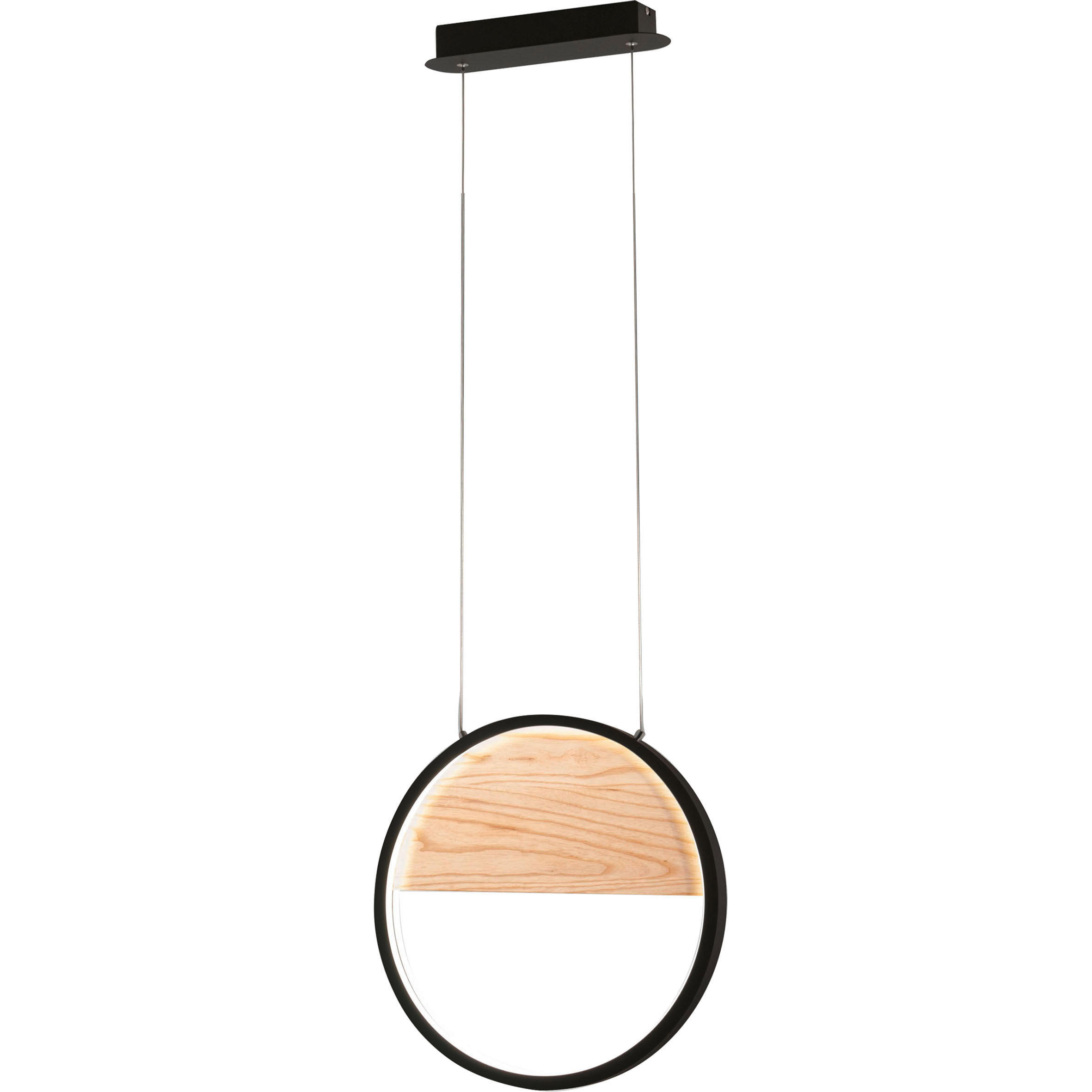 LED-PENDELLEUCHTE Pierre 40,20/200 cm   - Eschefarben/Schwarz, Design, Holz/Metall (40,20/200cm) - Fabas Luce