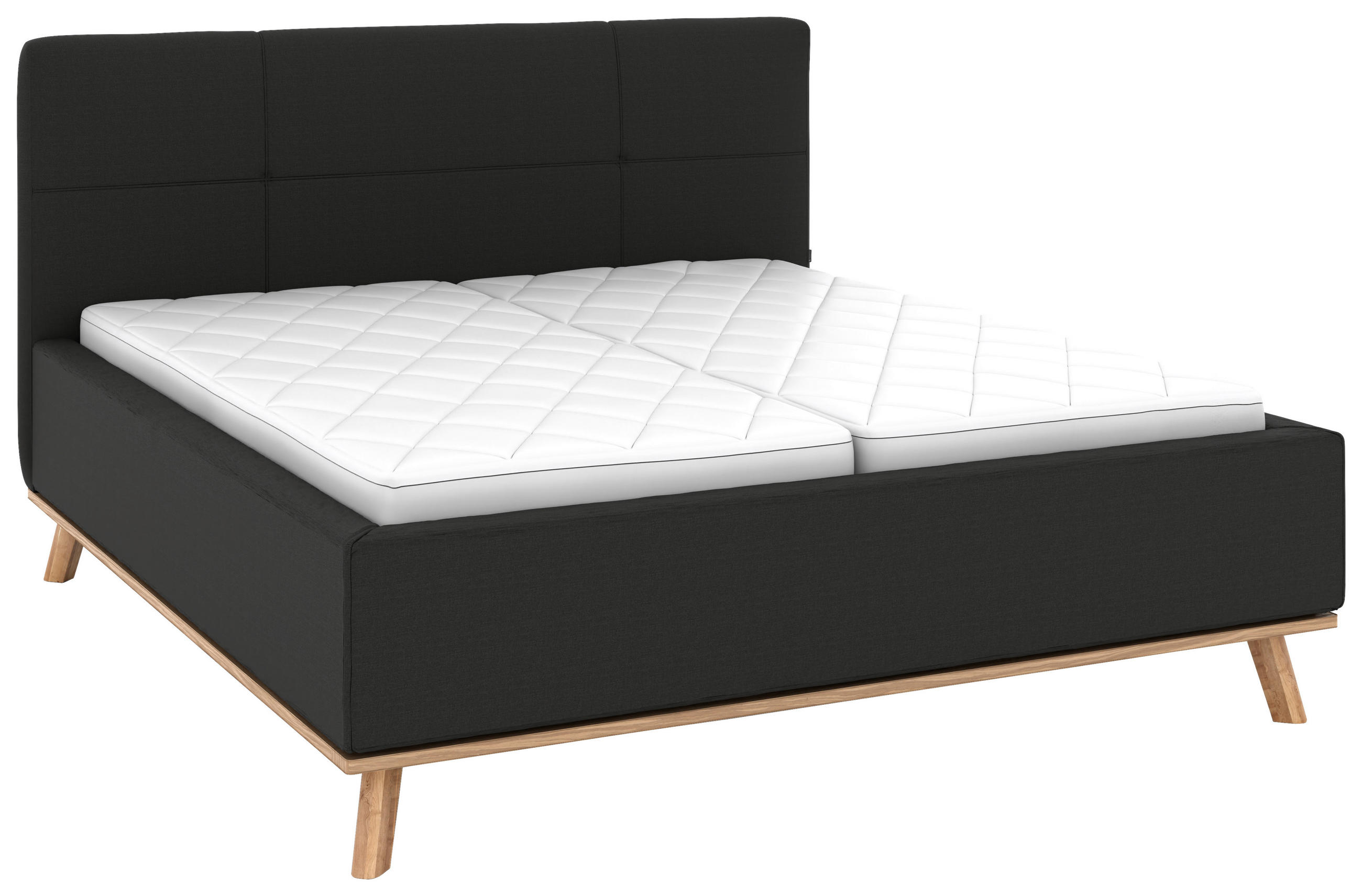 POLSTERBETT Matratze, Lattenrost, Bettkasten 180/200 cm  in Anthrazit  - Eichefarben/Anthrazit, Design, Holz/Textil (180/200cm) - Musterring