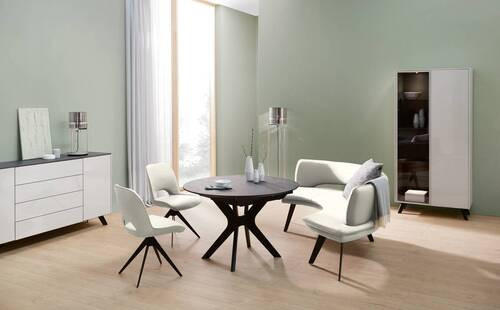 SITZBANK 238/84/154 cm Echtleder Creme Metall  - Creme/Schwarz, Design, Leder/Metall (238/84/154cm) - Joop!