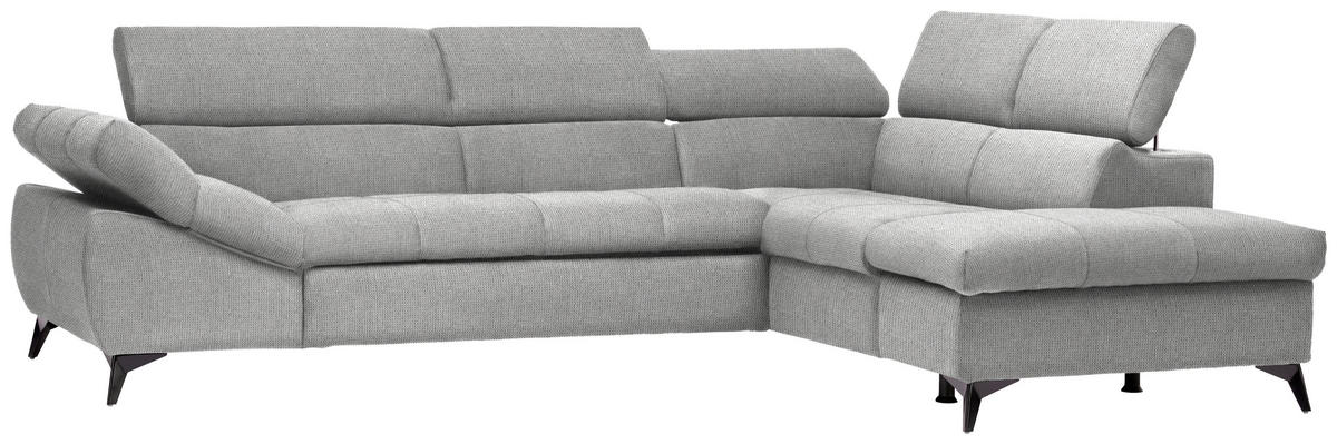 ECKSOFA in Mikrofaser Hellgrau  - Hellgrau/Schwarz, Design, Kunststoff/Textil (279/210cm) - Livetastic