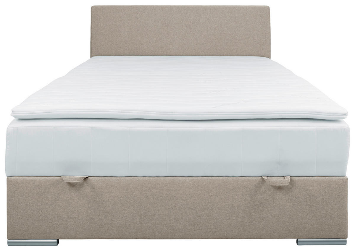 BOXBETT 90/200 cm  in Sandfarben  - Sandfarben/Chromfarben, Konventionell, Kunststoff/Textil (90/200cm) - Carryhome