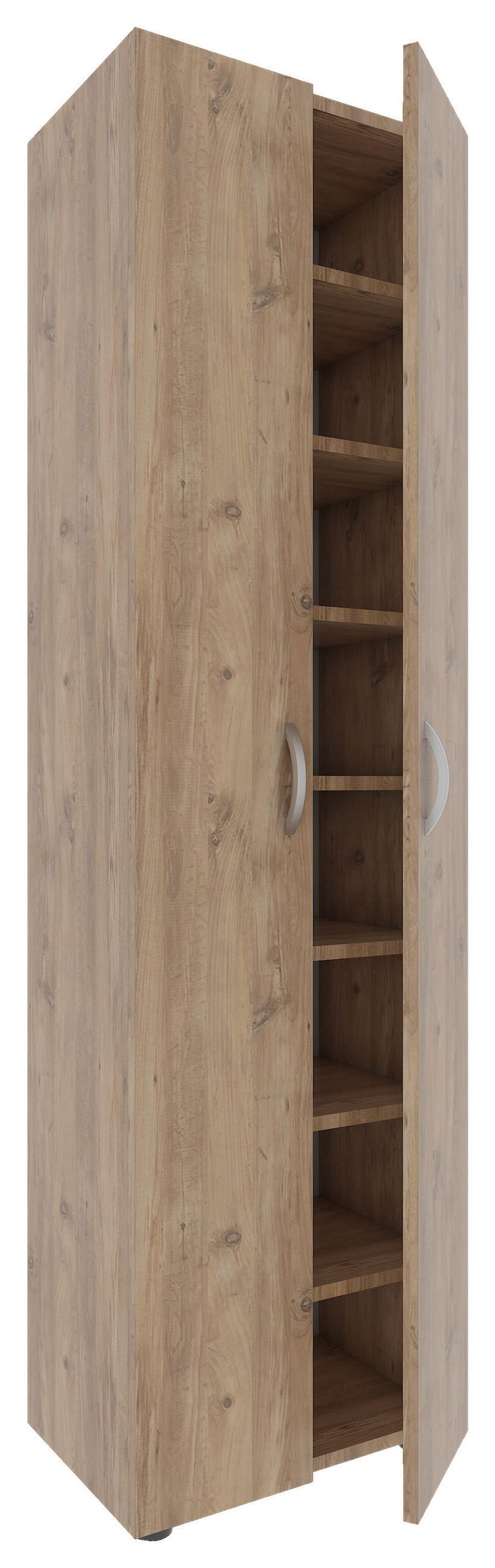 SCHUHSCHRANK Honigeiche  - Honigeiche/Alufarben, MODERN, Holzwerkstoff/Kunststoff (49/173/30cm) - MID.YOU