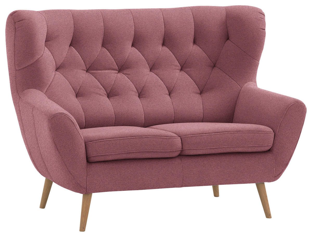 2-SITZER-SOFA in Mikrofaser Weinrot  - Eichefarben/Beige, Design, Holz/Holzwerkstoff (138/104/92cm) - Stylife
