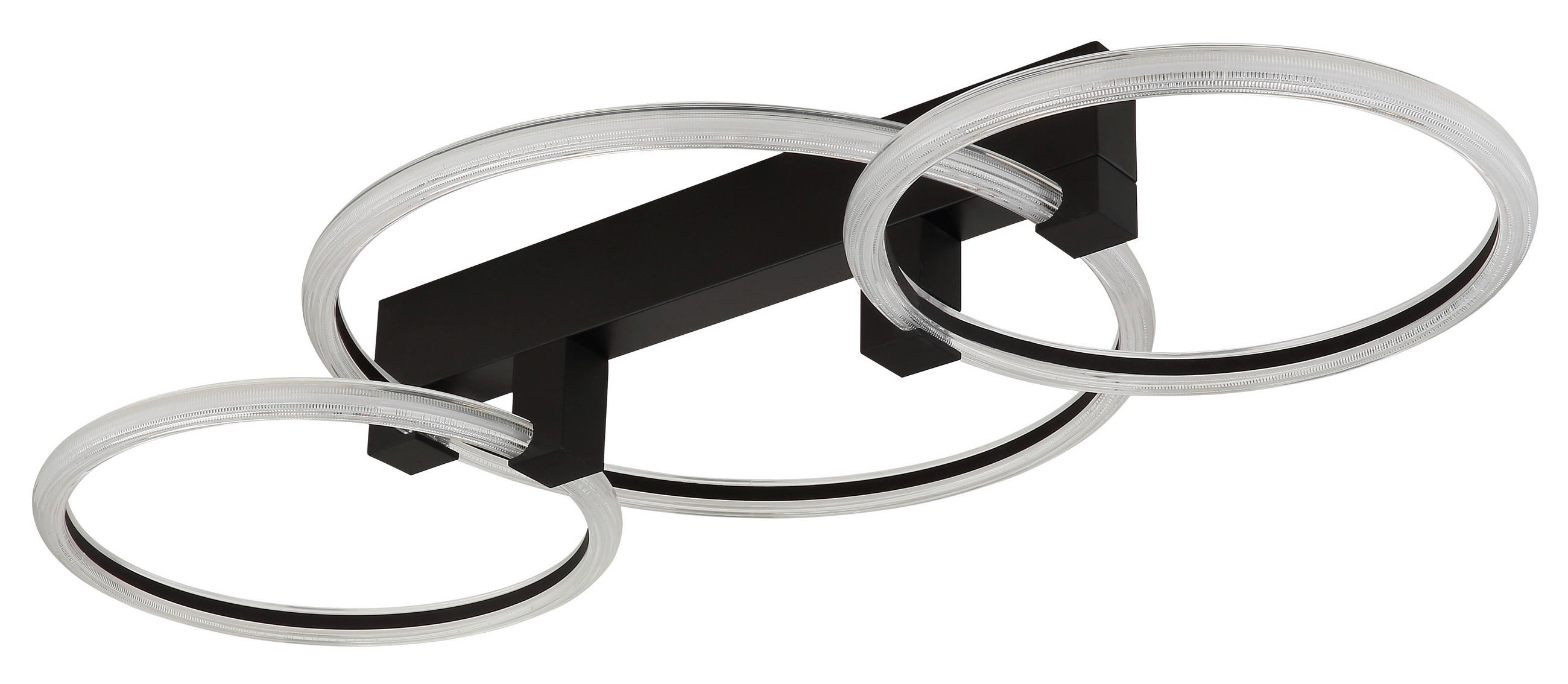 LED-DECKENLEUCHTE Fletcher 76,1/38/11,5 cm  - Transparent/Schwarz, Design, Kunststoff/Metall (76,1/38/11,5cm) - Globo