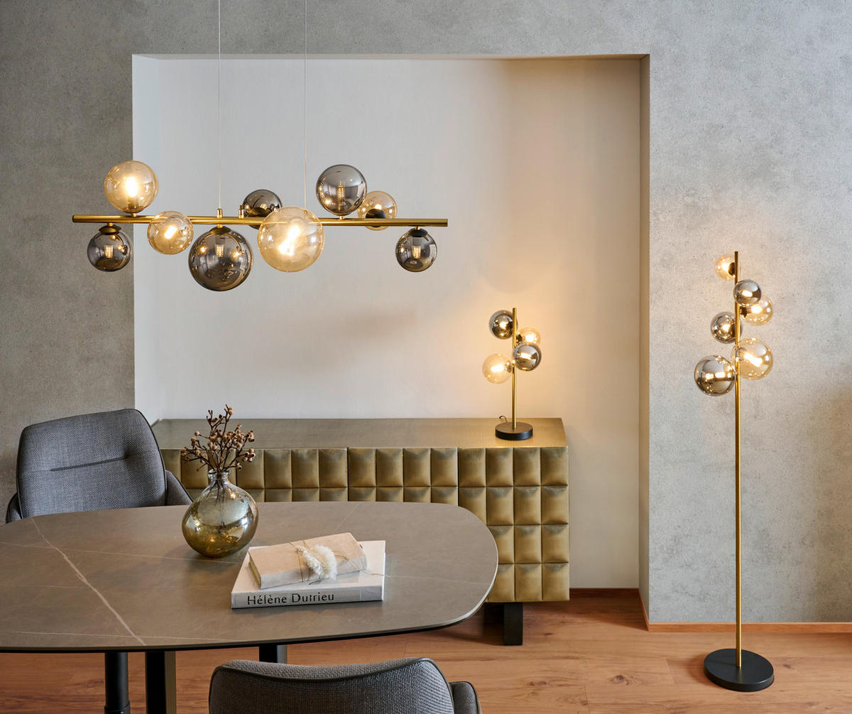 LED-HÄNGELEUCHTE 86,6/36/120 cm    - Goldfarben/Bernsteinfarben, Lifestyle, Glas/Metall (86,6/36/120cm) - Dieter Knoll