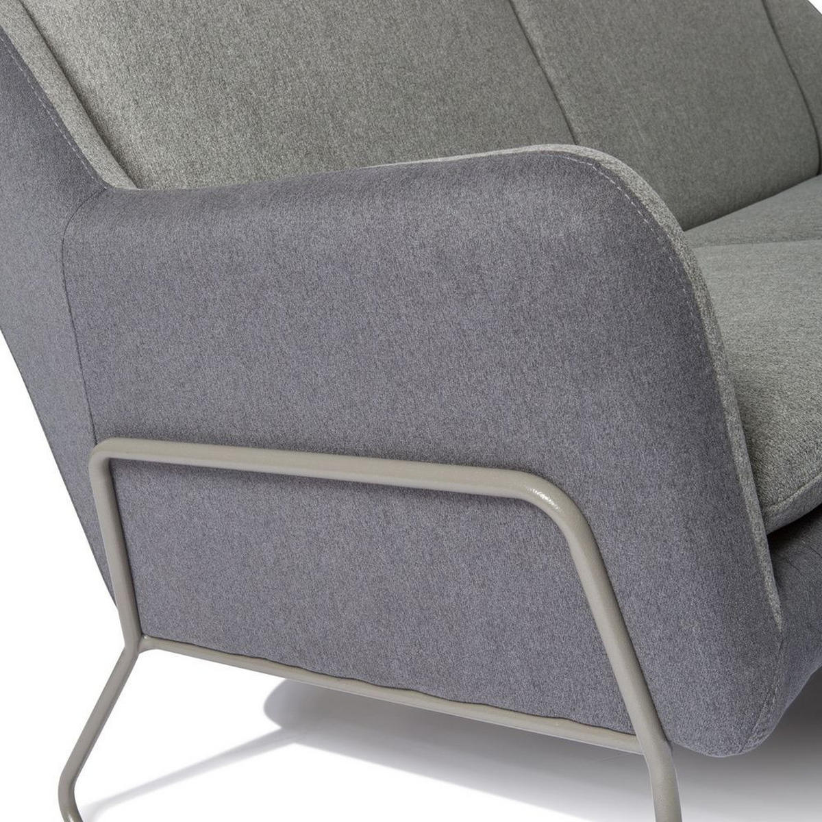 3-SITZER-SOFA Flachgewebe Hellgrau, Dunkelgrau  - Dunkelgrau/Hellgrau, MODERN, Textil/Metall (174/97/84cm) - MID.YOU