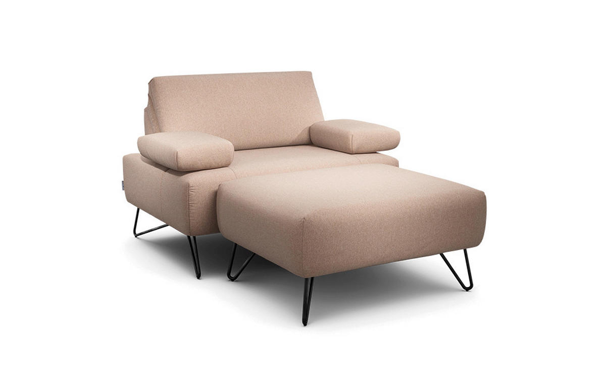 SESSELSET Chenille Armteilverstellung, Hocker    - Schwarz/Rosa, Design, Textil/Metall (114-142/85/86-94cm) - SENSOO