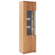 VITRINE  in furniert, massiv Wildeiche Wildeiche - Wildeiche/Anthrazit, Natur, Glas/Holz (60/209/37cm) - Linea Natura