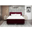 BOXSPRINGBETT 180/200 cm  in Weinrot  - Chromfarben/Weinrot, KONVENTIONELL, Textil/Metall (180/200cm) - Carryhome