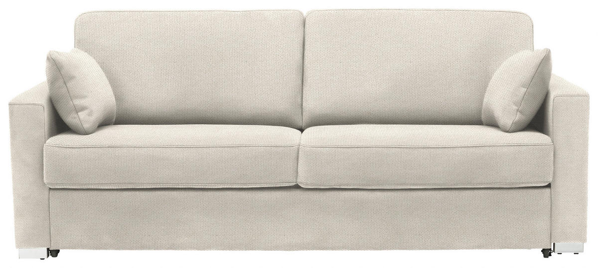 SCHLAFSOFA Webstoff Creme  - Chromfarben/Creme, KONVENTIONELL, Textil/Metall (208/86/97cm) - Novel