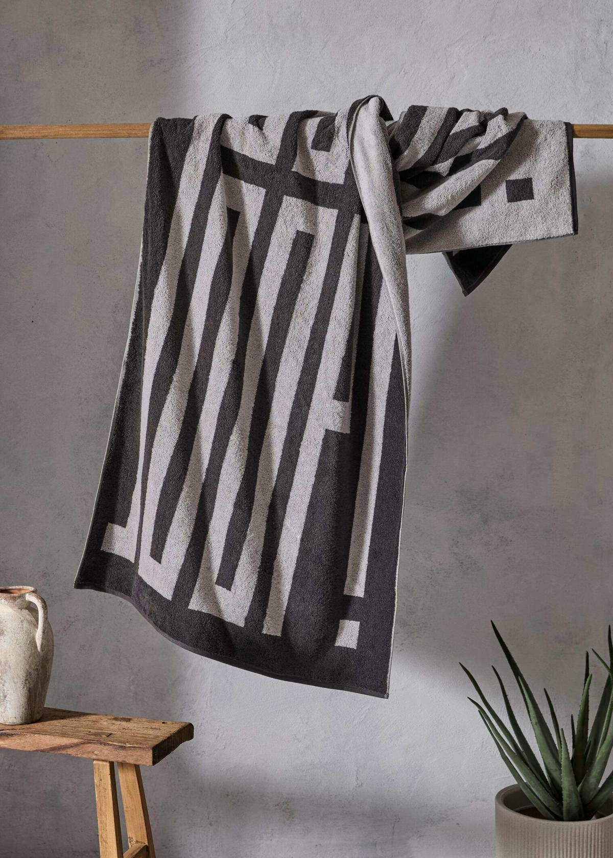 SAUNATUCH Bars Grau, Platinfarben  - Platinfarben/Grau, Basics, Textil (80/200cm) - Joop!