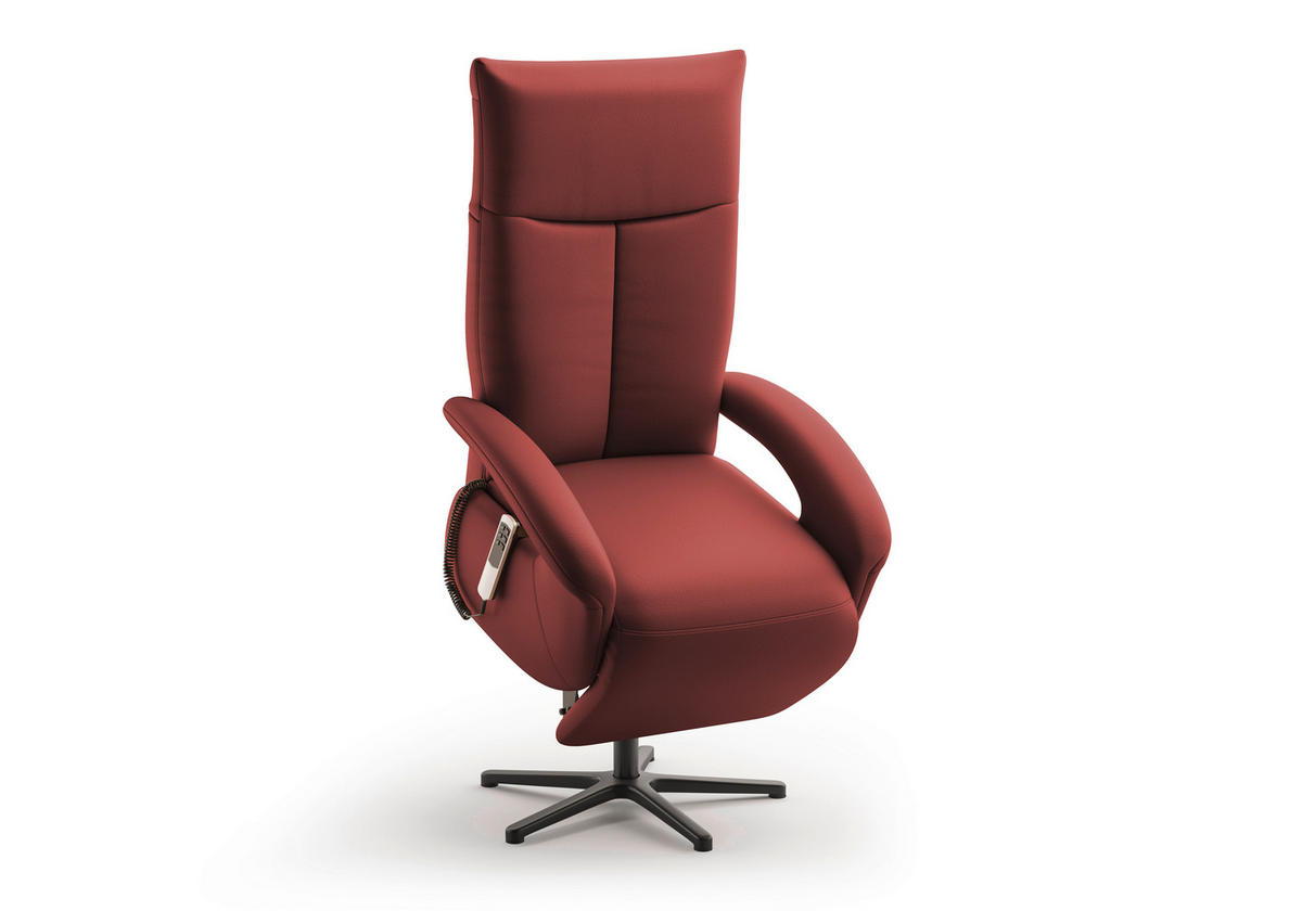 SESSEL in Echtleder Rotbraun  - Rotbraun/Schwarz, Konventionell, Leder/Metall (74/112/82cm) - Sit & More