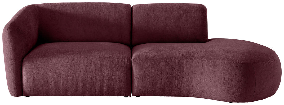 ECKSOFA in Mikrofaser Bordeaux  - Bordeaux/Schwarz, Modern, Kunststoff/Textil (238/107cm) - Livetastic