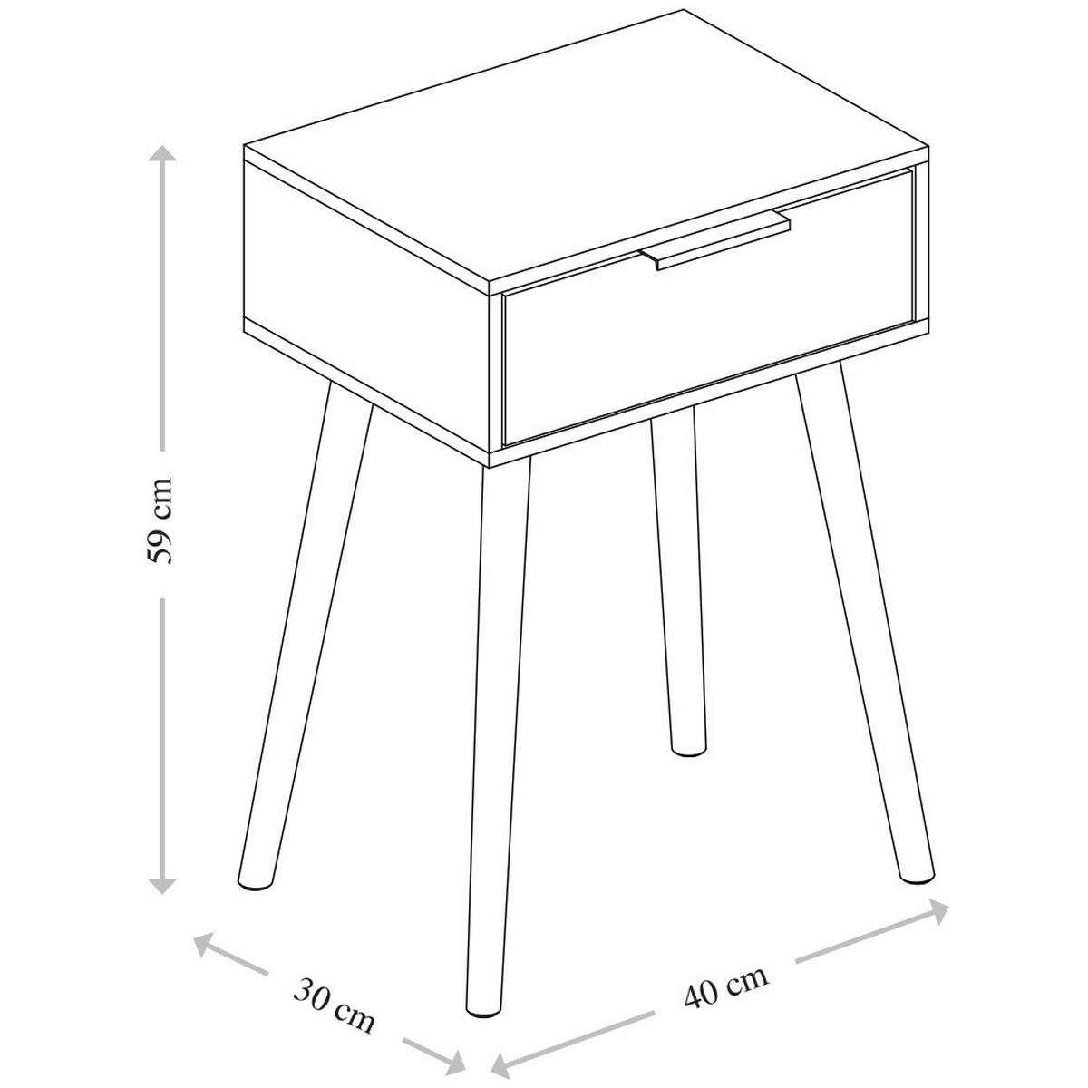 NACHTTISCH 40/30/59 cm  in Kiefer Weiß  - Weiß, KONVENTIONELL, Holz (40/30/59cm) - Kesper