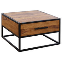 KONFERENČNÍ STOLEK, barvy sheesham, dřevo, 65/65/38 cm - černá/barvy sheesham, Design, kov/dřevo (65/65/38cm) - MID.YOU
