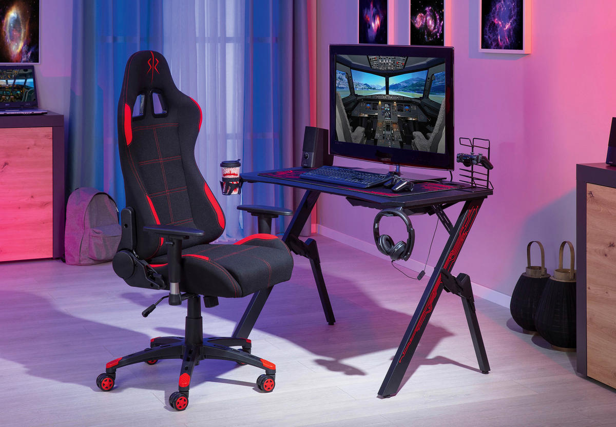 GAMINGSTUHL Rot, Schwarz Textil jetzt nur online ➤